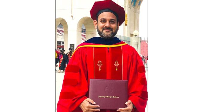 अमेरिकी विश्वविद्यालय द्वारा सी.एम.एस. छात्र को डाक्टरेट की उपाधि