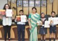 हिन्दी ओलम्पियाड में गोल्ड मेडल जीतने वाले सी.एम.एस. के मेधावी छात्र सम्मानित