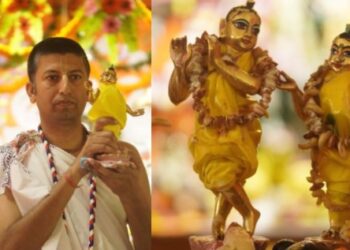 इस्कॉन टेम्पल मे भक्तों का लगा तांता, राधे-कृष्ण के जयकारे से गूंजा मंदिर