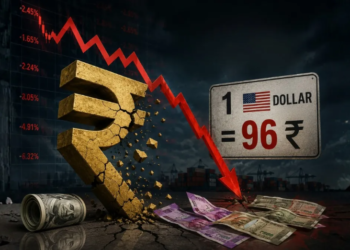 INR में ऐतिहासिक गिरावट: US Dollar के मुकाबले 96 के पार पहुंचा भारतीय रुपया