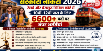 सरकारी नौकरी 2026: रेलवे और बेंगलुरु सिविल कोर्ट में 10वीं-12वीं पास के लिए 6600+ पदों पर बंपर भर्तियां