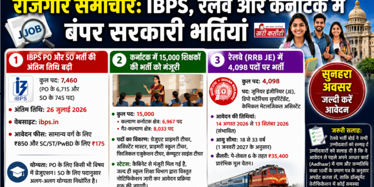 रोजगार समाचार: IBPS, रेलवे और कर्नाटक में बंपर सरकारी भर्तियां