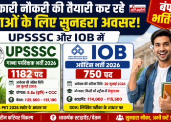 सरकारी नौकरी की तैयारी कर रहे युवाओं के लिए सुनहरा अवसर: UPSSSC और IOB में बंपर भर्तियां