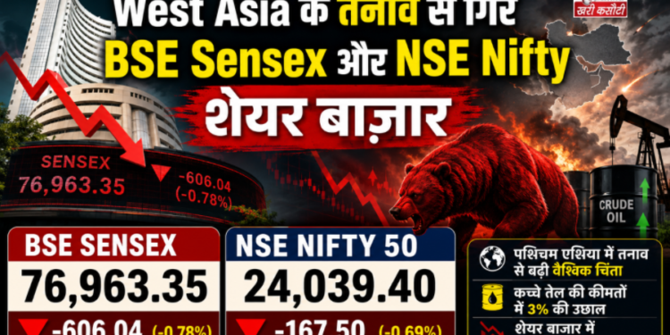 West Asia के तनाव से गिरे BSE Sensex और NSE Nifty शेयर बाज़ार