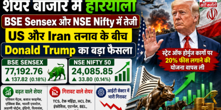 शेयर बाजार में हरियाली: BSE Sensex और NSE Nifty में तेजी, US और Iran तनाव के बीच Donald Trump का बड़ा फैसला