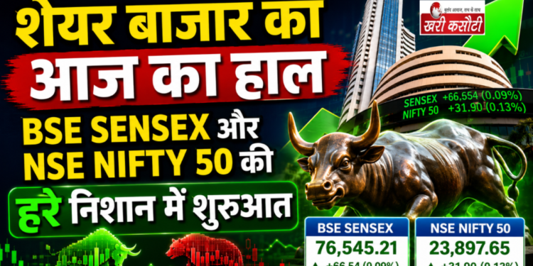 शेयर बाजार का आज का हाल: BSE Sensex और NSE Nifty 50 की हरे निशान में शुरुआत
