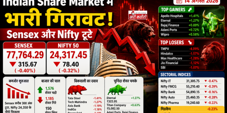 Indian Share Market में भारी गिरावट: Sensex और Nifty टूटे