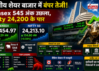 Indian Share Market में बंपर तेजी: Sensex 545 अंक उछला, Nifty 24,200 के पार
