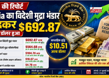 RBI की रिपोर्ट: India का विदेशी मुद्रा भंडार बढ़कर 692.87 अरब डॉलर हुआ