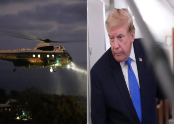 Washington National Airport पर Marine One और Envoy Air का विमान आमने-सामने
