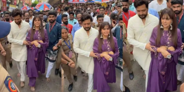 Mumbai में Ritesh Deshmukh और Genelia D’Souza ने किए लालबागचा राजा के दर्शन