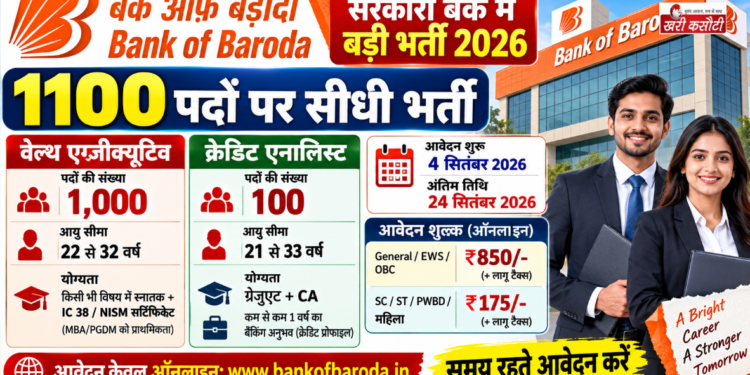 बैंक ऑफ बड़ौदा में 1,100 पदों पर निकली बंपर भर्ती, 24 सितंबर तक करें ऑनलाइन आवेदन