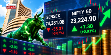 शेयर बाजार की सुस्त शुरुआत, Nifty 23,200 के पार