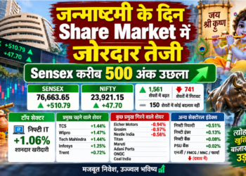जन्माष्टमी के दिन Share Market में जोरदार तेजी, Sensex करीब 500 अंक उछला