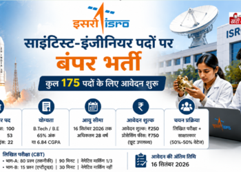 इसरो में साइंटिस्ट-इंजीनियर पदों पर बंपर भर्ती: 175 पदों के लिए आवेदन शुरू, जानें पात्रता और चयन प्रक्रिया