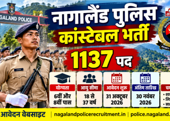नागालैंड में पुलिस कांस्टेबल के 1137 पदों पर भर्ती, 6वीं और 8वीं पास युवाओं को मौका; जानें आवेदन की तारीख और चयन प्रक्रिया