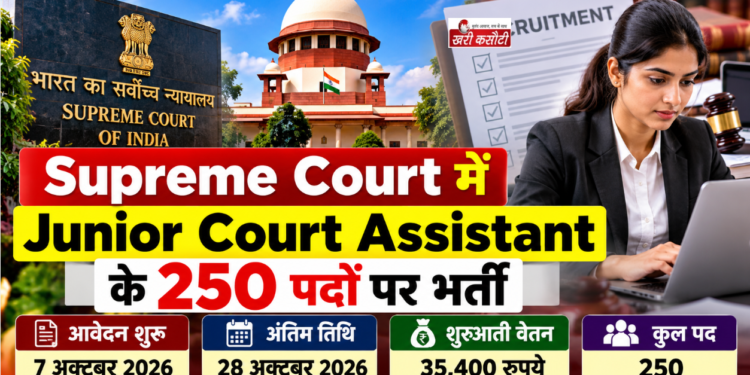 Supreme Court में Junior Court Assistant के 250 पदों पर भर्ती, 28 अक्टूबर तक आवेदन; 35,400 रुपये शुरुआती वेतन