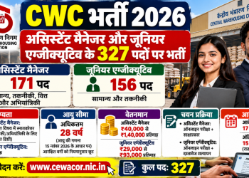 CWC Recruitment 2026: असिस्टेंट मैनेजर और जूनियर एग्जीक्यूटिव के 327 पदों पर भर्ती, 1.40 लाख रुपये तक वेतन
