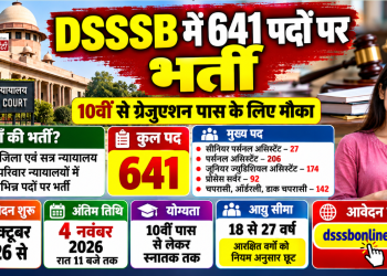 DSSSB में 641 पदों पर भर्ती, 10वीं से ग्रेजुएशन पास उम्मीदवारों के लिए मौका, 4 नवंबर तक आवेदन